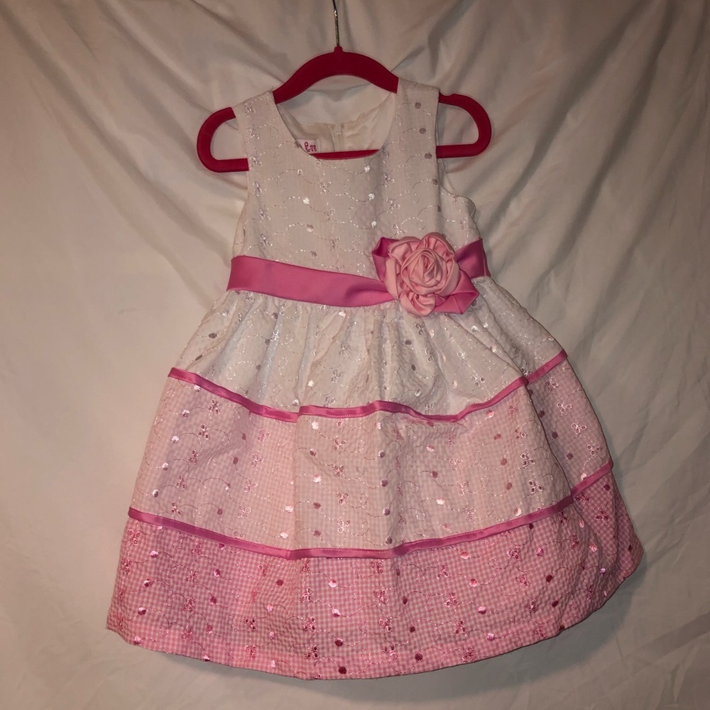 FLOWER GIRL PICTURE DAY PINK & WHITE DRESS 3T